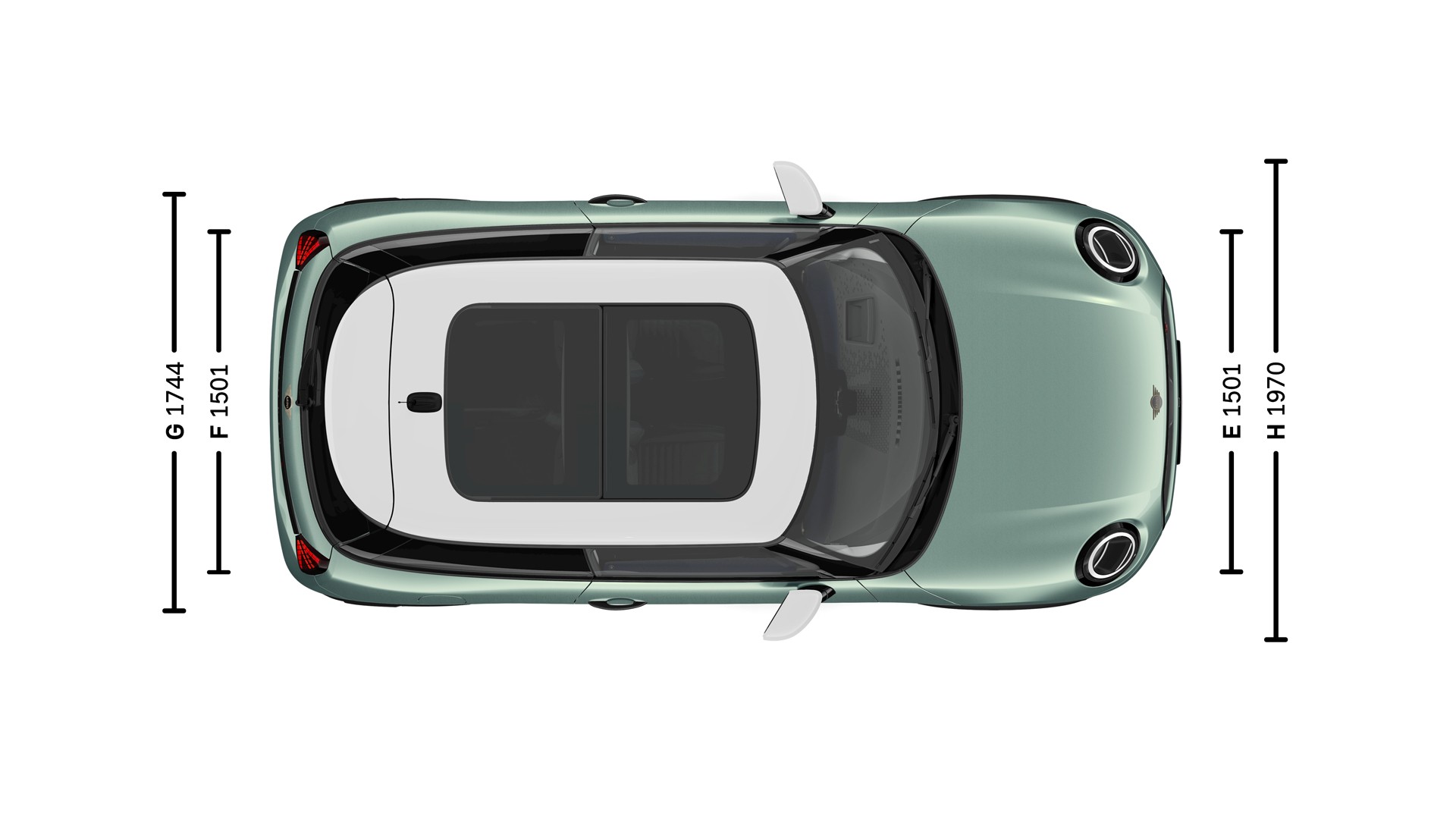 MINI Cooper 3-дверный – размеры – вводное изображение: вид сверху